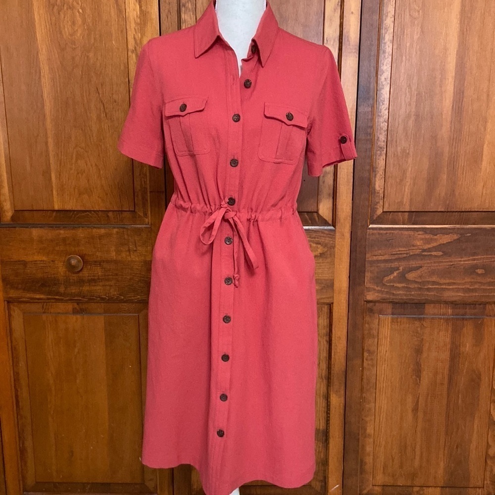 Appleseeds Rust/Coral Button-Down Shortsleeved Sh… - image 3